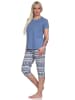 NORMANN kurzarm Schlafanzug Pyjama Caprihose Ethnolook - 77303 in blau