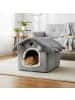relaxdays Katzenhöhle "Haus" in Grau - (B)45 x (H)38 x (T)50 cm