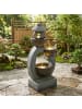 ABRIHOME LED Gartenbrunnen in Steingrau 25x44,5x95 cm für Garten Terrasse