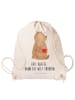 Mr. & Mrs. Panda Gym Bag Bär Kaffee mit Spruch in Creme