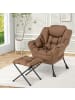 COSTWAY Relaxsessel mit Hocker in Braun