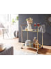 KADIMA DESIGN Servierwagen in Gold, Beistelltisch, Rollen, Verspiegelte Ablageflächen