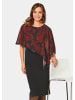 GOLDNER Festliches Kleid mit feinem Chiffonüberwurf in schwarz / rot / geblümt