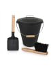 relaxdays 3-tlg. Ascheeimer Set in Schwarz - 24 Liter