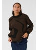 Kaffe Strickpullover KAwilma Regular fit in Black/ Brown Circle Pattern