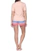 NORMANN Kurzarm Shorty Schlafanzug Pyjama Übergröße Zick Zack Muster in apricot