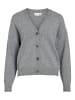 Vila V-Neck Knit Cardigan in Medium Grey Melange