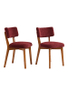 ABRIHOME Esszimmerstühle 2er Set Mid-Century Stil in Rotwein, 54.5x47x77 cm