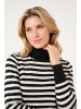 Kaffe Strickpullover KAlizza Slim fit in Black / Turtledove Stripe