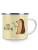 Mr. & Mrs. Panda Camping Emaille Tasse Igel Blumen mit Spruch in Gelb Pastell