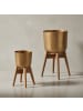 KADIMA DESIGN Blumentopf 2er Set Metall / Massivholz Pflanzkübel mit Füßen
