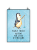 Mr. & Mrs. Panda Poster Pinguin Angler mit Spruch in Eisblau