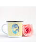 Mr. & Mrs. Panda XL Emaille Tasse Walfisch Thunfisch ohne Spruch in Gelb Pastell