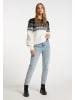 myMo Damen Strickpullover in Schwarz Wollweiss