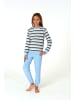 NORMANN Frottee Pyjama Schlafanzug Bündchen - 82559 in blau
