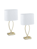 relaxdays 2 x Tischlampe in Gold/ Weiß - (B)28 x (H)51 x (T)18 cm