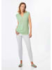 GOLDNER Kurzgröße:  Stricktop Stricktop mit V-Ausschnitt in salbei