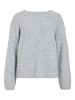 Vila Eleganter Pullover mit Rückenschleife und Ripp-Struktur Design in Grau