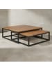 KADIMA DESIGN Couchtisch AKOLA 2-teilig Massivholz 75 x 75 x 27 cm
