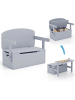 COSTWAY 3 in 1 Kindertisch mit Sitzbank in Grau