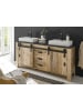 Furn.Design Doppelwaschtisch Used Wood hell, anthrazit, Komplett-Set inkl. 2x Waschbecken