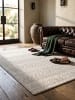 KADIMA DESIGN KASOS Kurzflorteppich Creme 160x230 Streifen Polyester Waschbar in Creme