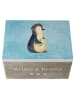 Mr. & Mrs. Panda Holzkiste mit Deckel Pinguin Blumen ohne Spruch in Eisblau