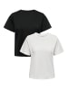 JACQUELINE de YONG Basic T-Shirt 2-er Set VMPAULA in Schwarz-Weiß