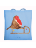 Mr. & Mrs. Panda Shopping Tasche Rotkehlchen Schlitten ohne Spruch in Sky Blue