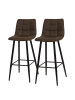 home24 home24 Barstuhl aus Textil im Industrial-Stil (2er-Set) in Braun