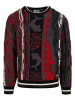 Carlo Colucci Gestrickter Rundhalsausschnitt in black/white/red