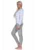 NORMANN Frottee Schlafanzug langarm Bündchen Streifen - 76928 in hellblau