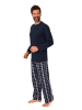 NORMANN Schlafanzug lang Pyjama FlanellHose Karo - 88199 in navy