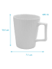 Intirilife Kaffee Tee Tasse 400 ml mit gerilltem Muster Becher mit Henkel in Weiß