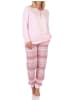 NORMANN Langarm Schlafanzug Pyjama Bündchen Ethnolook Übergröße in rosa