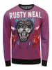 Rusty Neal Lila Jacquard Sweatshirt im Black Panther Design in Rot