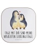 Mr. & Mrs. Panda Bierdeckel Pinguin umarmen mit Spruch in Weiß