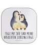 Mr. & Mrs. Panda Untersetzer Pinguin umarmen mit Spruch in Weiß