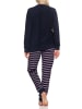 NORMANN Frottee langarm Schlafanzug Bündchen Pyjama - 82635 in marine