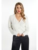 faina Damen Strickjacke in Wollweiss Melange Silber