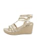 Les Tropéziennes par M Belarbi Lili-Sandalen aus Leder mit Keilabsatz Gold