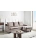 Beliani Ecksofa ELVENES in Beige/Dunkler Holzfarbton - (W) 206 x (H) 69 x (L) 140 cm