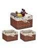 relaxdays 3 x Aufbewahrungskorb in Braun/ Creme - (B)31 x (H)20 x (T)31 cm