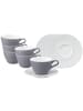 6er Set Milchkaffeetassen mit Untertassen Life Fashion in Elegant Grey 370 ml