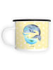 Mr. & Mrs. Panda XL Emaille Tasse Walfisch Thunfisch ohne Spruch in Gelb Pastell