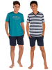LE JOGGER Pyjama in petrol-marine, grau-meliert-marine