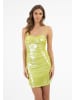 faina Damen Strick Trägerkleid Mini in Limette Metallisch