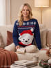 United Labels Winterpullover Eisbär Winter Strick Pullover Sweatshirt Ugly Sweater in blau