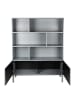 home24 home24 Regal aus lackiertem MDF & massiver Buche in Rot, 120 x 160 x 35 cm in Hellgrau