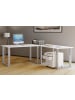 VCM  U Schreibtisch Eckschreibtisch L Form 190x190x80 in Silber / Weiß